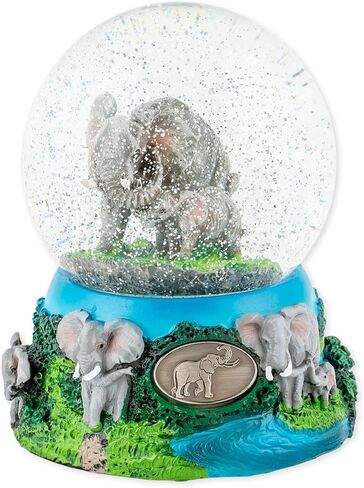 Wandering Elephant Family 100mm Resin Glitter Water Globe Plays Tune Beautiful Dreamer in Saudi Arabia