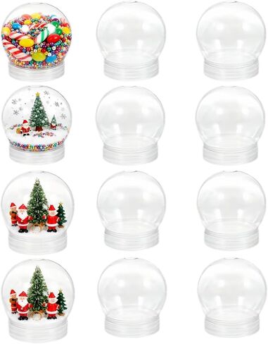 12pcs DIY Clear Plastic Snow Globe, Empty Water Globe for Christmas Crafts, 2.87 x 2.63 Inch, Transparent Plastic in Saudi Arabia