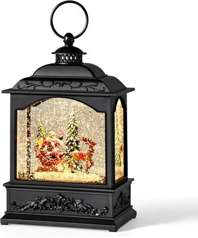 هدايا فانوس كرة الثلج لعيد الميلاد، شجرة عيد الميلاد المتلألئة وسانتا والأيائل المضاءة ديكورات منزلية موسيقية مع مؤقت، ديكور شجرة الرنة سانتا، USB أو بطارية تعمل in Kuwait