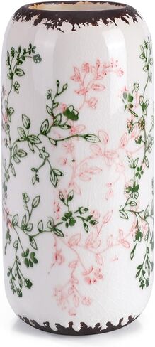 White Ceramic Vase for Flowers, 8 INCH Flower Vase Modern White Vase Home Decor, Small Vase, Ribbed Textured Vase for Pampas Grass Decorative Vase, for Farmhouse Coffee Table Bookshelf Home Living in Kuwait