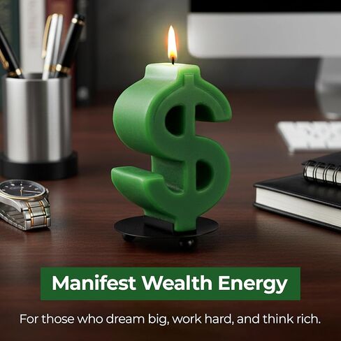 Money Candle for Wealth & Luck Manifestation – Funny Candles for Any Occasion - Vanilla Scented Candle for Spiritual Gifts – Decorative Candles with Metal Tray – Soy Wax Money Gift Ideas in Saudi Arabia