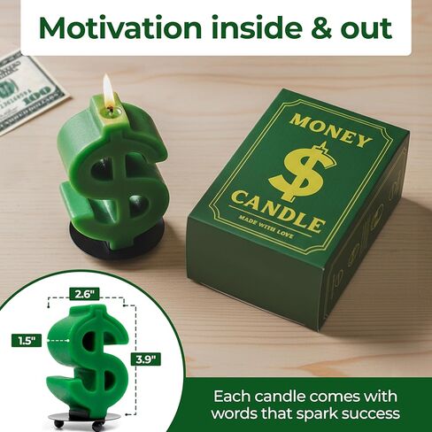 Money Candle for Wealth & Luck Manifestation – Funny Candles for Any Occasion - Vanilla Scented Candle for Spiritual Gifts – Decorative Candles with Metal Tray – Soy Wax Money Gift Ideas in Saudi Arabia