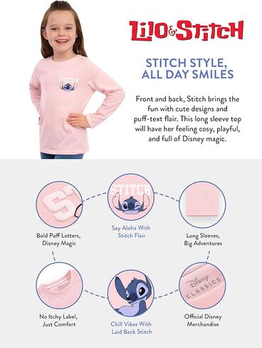 Disney Lilo and Stitch Shirt, Stitch Shirts for Girls, Cotton Girls Shirts in Saudi Arabia