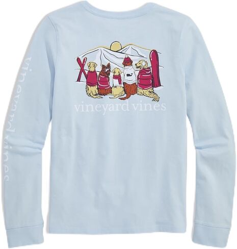 تيشيرت بناتي من Vineyard Vines للفتيات Sunset Ski Pups بأكمام طويلة وجيب in Kuwait