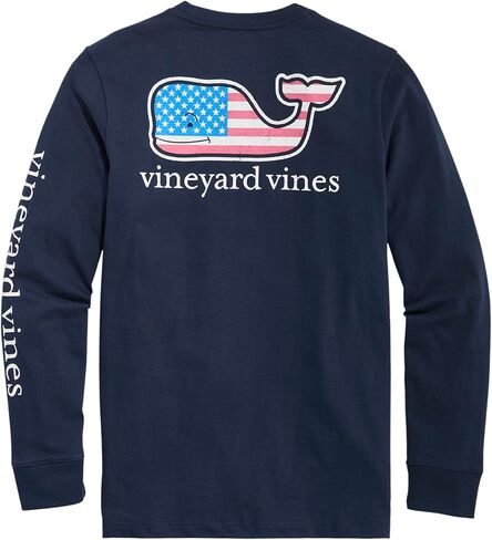Vineyard Vines Mens Flag Whale Long-Sleeve Pocket Tee in Kuwait