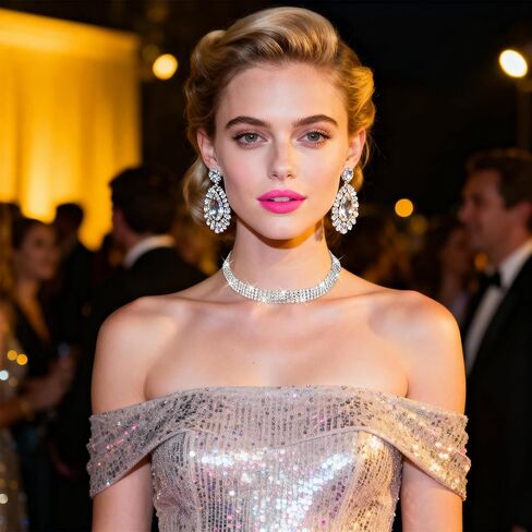 Sibba 4 Row Diamond Choker Necklace for Women Silver Plated Adjustable Iced Out Crystal Rhinestone Collar Elegant Anniversary Birthday Gift Jewelry Sparkling Party Wedding Tassel White Necklace(4 Row) in Saudi Arabia