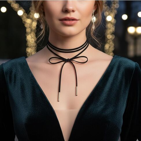 TIESOME 6 PCSBoho براون التفاف المخملية المختنق، القوطية بوهو القلائد سلسلة طويلة شرابات قلادة البلاد راعية البقر الملحقات هدايا عيد الميلاد in Kuwait