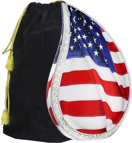 M MEILINXU جرة للرماد الذكور البالغين، الجرار الحرق لرماد الإنسان الكبار رجل والإناث، جرة الجنازة الزخرفية للنساء، النسر والعلم الوطني، دمعة المخضرم - قطرة المسيل للدموع بالحجم الكامل in Kuwait