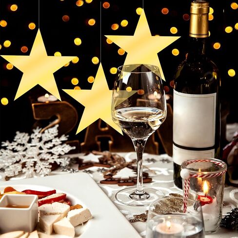 24 Pcs Gold Paper Stars Decoration, 5.9 Inch Golden Star Decor Double Sided Star Cutouts Glitter Printed Stars for Bulletin Poster Boards Wall Board Birthday Wedding Party Supplies in Saudi Arabia