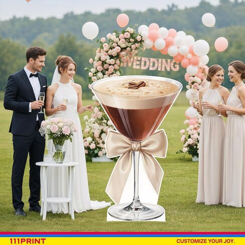 3FT إسبرسو مارتيني شمعي قطع من الورق المقوى A Tini Bit أقدم زينة عيد الميلاد خلفية الحفلة، حامل زجاج مارتيني مضلع عاجي، ديكور بار للنساء، العازبة، الزفاف in Kuwait