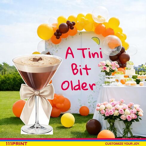 3FT إسبرسو مارتيني شمعي قطع من الورق المقوى A Tini Bit أقدم زينة عيد الميلاد خلفية الحفلة، حامل زجاج مارتيني مضلع عاجي، ديكور بار للنساء، العازبة، الزفاف in Kuwait