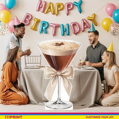 3FT إسبرسو مارتيني شمعي قطع من الورق المقوى A Tini Bit أقدم زينة عيد الميلاد خلفية الحفلة، حامل زجاج مارتيني مضلع عاجي، ديكور بار للنساء، العازبة، الزفاف in Kuwait