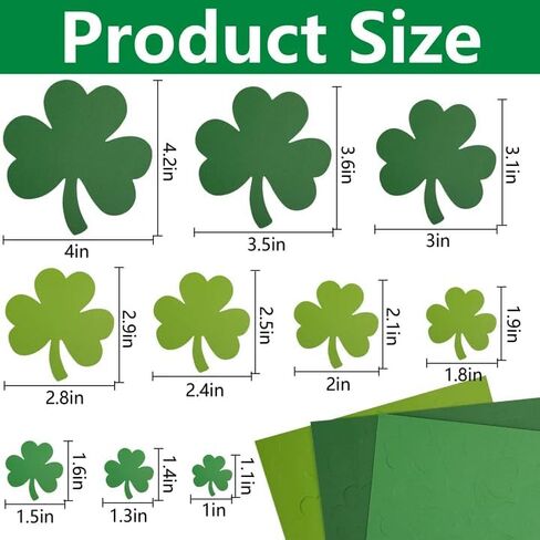 240 Pcs St. Patrick's Day Shamrock Cutouts Set, Pre-Cut Green Paper Clover, Lucky Shamrock Shape Cut-Outs for Irish Themed Party Decoration and DIY Crafts Supplies in Saudi Arabia