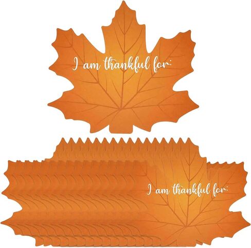 Gift Boutique 50 Count Thanksgiving Table Maple Leaf I Am Thankful for Cards Tree Kit Bulletin Board Cutouts Autumn Name Cards Table Place Settings Fall Gratitude Wall Decor Leaf Cutout in Kuwait