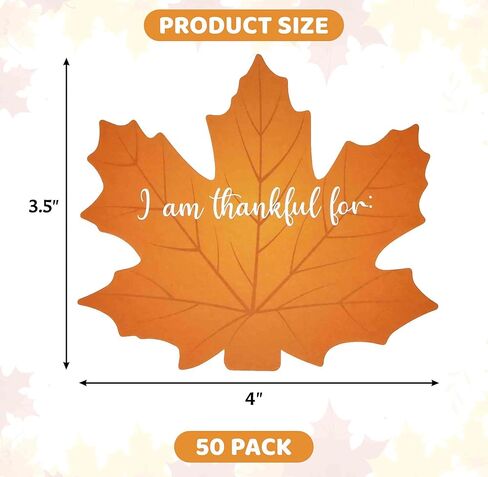 Gift Boutique 50 Count Thanksgiving Table Maple Leaf I Am Thankful for Cards Tree Kit Bulletin Board Cutouts Autumn Name Cards Table Place Settings Fall Gratitude Wall Decor Leaf Cutout in Kuwait