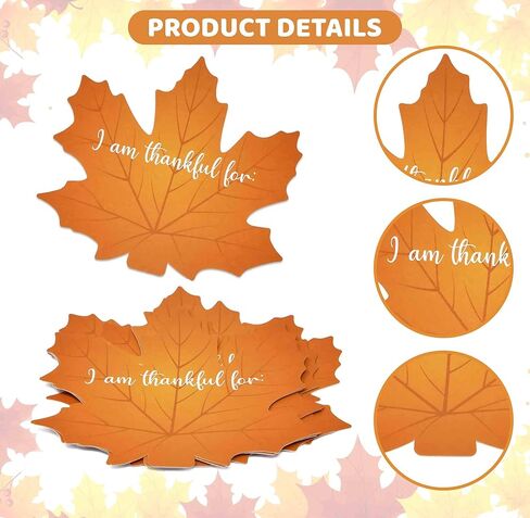 Gift Boutique 50 Count Thanksgiving Table Maple Leaf I Am Thankful for Cards Tree Kit Bulletin Board Cutouts Autumn Name Cards Table Place Settings Fall Gratitude Wall Decor Leaf Cutout in Kuwait