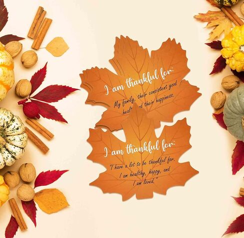 Gift Boutique 50 Count Thanksgiving Table Maple Leaf I Am Thankful for Cards Tree Kit Bulletin Board Cutouts Autumn Name Cards Table Place Settings Fall Gratitude Wall Decor Leaf Cutout in Kuwait