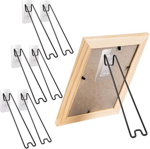 6 Pcs 3 Size Adjustable Picture Frame Stand, Stainless Steel Picture Frame Easel Backs Self-Adhesive, Picture Frame Backing Board for 6-18 Inch in Kuwait