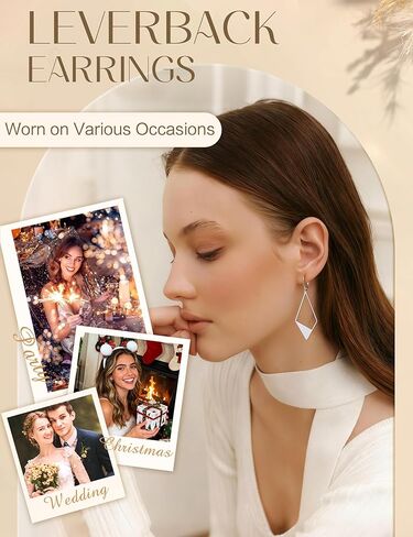 MILACOLATO 925 Sterling Silver Earrings Leverback Earrings for Women Trendy Hypoallergenic Dangle Earrings Lightweight Drop Earrings Statement Unique Hammer Teardrop Disc Circle Rhombus Jewerly Gifts in Saudi Arabia