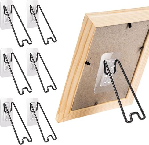 6 Pcs 3 Size Adjustable Picture Frame Stand, Stainless Steel Picture Frame Easel Backs Self-Adhesive, Picture Frame Backing Board for 6-18 Inch in Kuwait