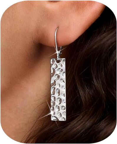 MILACOLATO 925 Sterling Silver Earrings Leverback Earrings for Women Trendy Hypoallergenic Dangle Earrings Lightweight Drop Earrings Statement Unique Hammer Teardrop Disc Circle Rhombus Jewerly Gifts in Saudi Arabia