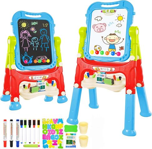 Amagoing Easel for Kids, Adjustable Standing Art Easel for Toddler, Double Magnetic Drawing Board with Painting Accessories, Birthday Christmas Gift for Little Boys and Girls, Middle Size Pink in Saudi Arabia