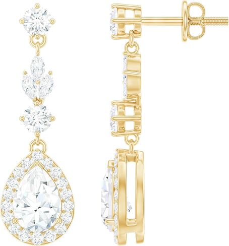 Certified Moissanite Bridal Earrings in Silver, D-Vs1 Quality, Moissanite Dangle Earrings For Women (Ideal For Gift) in Saudi Arabia