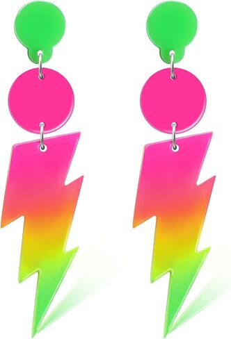 أقراط نانفاست 80S نيون أقراط متدلية للنساء، إكسسوارات 80s للنساء مجوهرات نيون متدرجة ملونة in Saudi Arabia