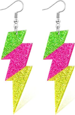 أقراط نانفاست 80S نيون أقراط متدلية للنساء، إكسسوارات 80s للنساء مجوهرات نيون متدرجة ملونة in Saudi Arabia