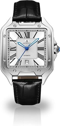 Silver/White Diplomat | 42 mm Automatic Homage Mens Watch | Vintage Square Tank Silhouette Watch in Saudi Arabia