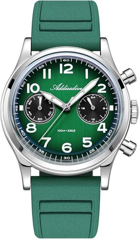 ADDIESDIVE 38 MM Chronograph Watch Waterproof 100 M Analog Luminous 2 Subdial Quartz Sport Watches for Men FKM Strap Fluoroelastomer Band in Saudi Arabia