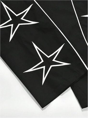 Men's Y2K Side Striped Sweatpants Streetwear Star Embroidered Stacked Track Pants with Pockets in Saudi Arabia