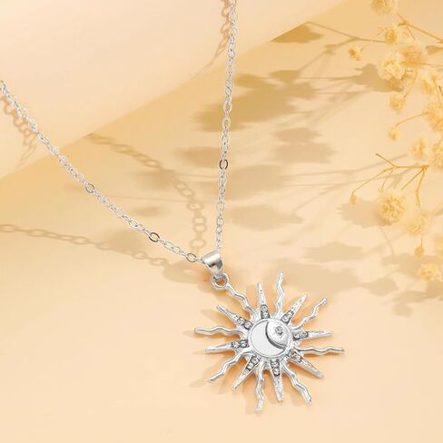 14K Silver Pendant Necklace for Women - Dainty Tiny Pendant Choker, Delicate Silver Chain Necklace, Trendy Jewelry Gift in Saudi Arabia