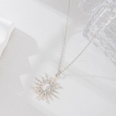 14K Silver Pendant Necklace for Women - Dainty Tiny Pendant Choker, Delicate Silver Chain Necklace, Trendy Jewelry Gift in Saudi Arabia
