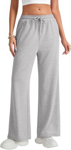 Umenlele Women's Wide Leg Drawstring Lounge Sweatpants Baggy Pants with Side Pockets in Saudi Arabia
