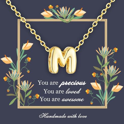 Gold Bubble Letter Necklace Silver Initial Necklaces for Women Dainty 14K Gold Plated Cute Name Choker Necklaces Trendy Personalized Jewelry Gift in Saudi Arabia