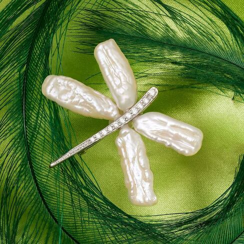 Ross-Simons 6x20mm Cultured Pearl and .20 ct. t.w. CZ Dragonfly Pin/Pendant in Sterling Silver in Saudi Arabia