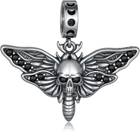 Gothic Deathhead Hawkmoth Skull Charm 925 Sterling Silver Goth Skull Death Moth Jewelry Gift Decor for Women Men in Saudi Arabia