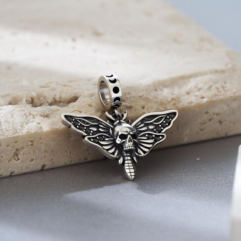 Gothic Deathhead Hawkmoth Skull Charm 925 Sterling Silver Goth Skull Death Moth Jewelry Gift Decor for Women Men in Saudi Arabia
