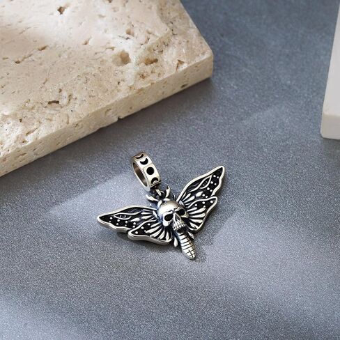 Gothic Deathhead Hawkmoth Skull Charm 925 Sterling Silver Goth Skull Death Moth Jewelry Gift Decor for Women Men in Saudi Arabia