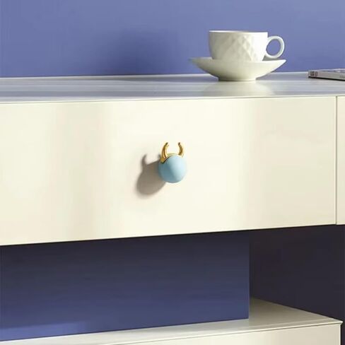 Cartoon Cabinet Door HandleWardrobe Door Colored Ceramic Wardrobe Door Single Hole Zodiac Children's Room Cute Drawer Handle(Green Mouse) in Saudi Arabia