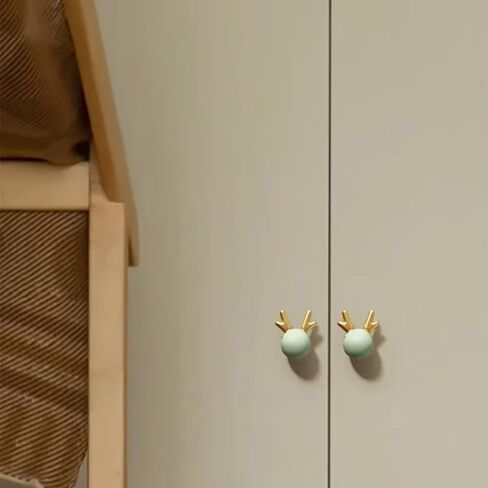 Cartoon Cabinet Door HandleWardrobe Door Colored Ceramic Wardrobe Door Single Hole Zodiac Children's Room Cute Drawer Handle(Green Mouse) in Saudi Arabia