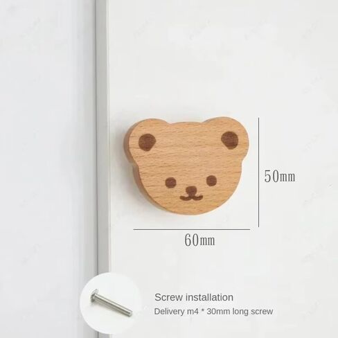 1 Cabinet and Drawer Handle, Wooden Door Handle, Children's Room Animal Wood Furniture Handle(Little Bear) in Saudi Arabia