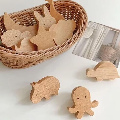 1 Cabinet and Drawer Handle, Wooden Door Handle, Children's Room Animal Wood Furniture Handle(Little Bear) in Saudi Arabia