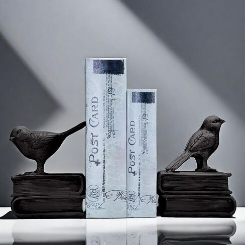 Home Decorative Black Birds & Books Vintage Design Resin Bookshelf Bookends,Paper Weights, Book Ends,Bookend Supports, Book Stoppers, Set of 2 in Saudi Arabia
