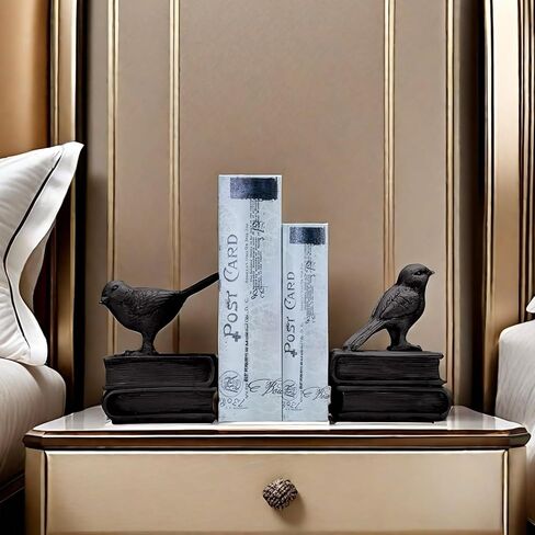 Home Decorative Black Birds & Books Vintage Design Resin Bookshelf Bookends,Paper Weights, Book Ends,Bookend Supports, Book Stoppers, Set of 2 in Saudi Arabia