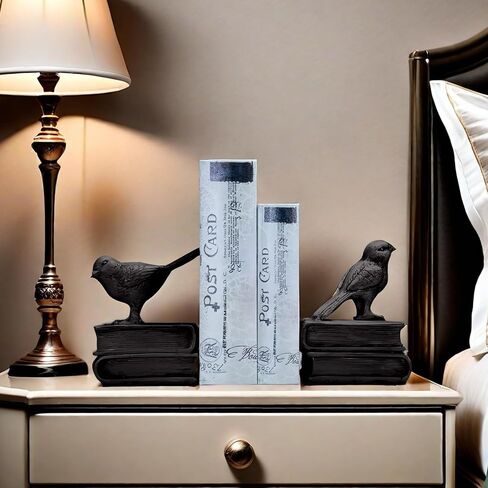 Home Decorative Black Birds & Books Vintage Design Resin Bookshelf Bookends,Paper Weights, Book Ends,Bookend Supports, Book Stoppers, Set of 2 in Saudi Arabia