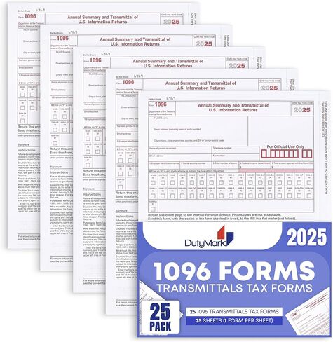 1096 Transmittal Tax Forms 2024, 25 Pack of 1096 Summary Laser Tax Forms 1096 Forms, Compatible with QuickBooks and Accounting Software in Kuwait