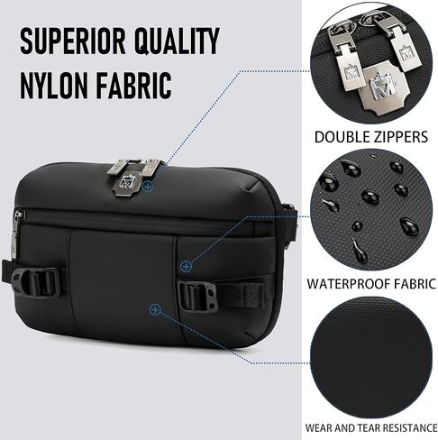 Sling Bag Crossbody Bag with Multi-pocket,Water-resistant Lightweight Casual Chest Waist Fanny Pack for Men and Women,Adjustable Strap,Travel,Daily Use,Hiking,Cycling,Multiple Carry Options in Saudi Arabia