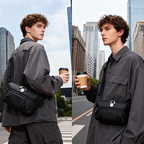 Sling Bag Crossbody Bag with Multi-pocket,Water-resistant Lightweight Casual Chest Waist Fanny Pack for Men and Women,Adjustable Strap,Travel,Daily Use,Hiking,Cycling,Multiple Carry Options in Saudi Arabia
